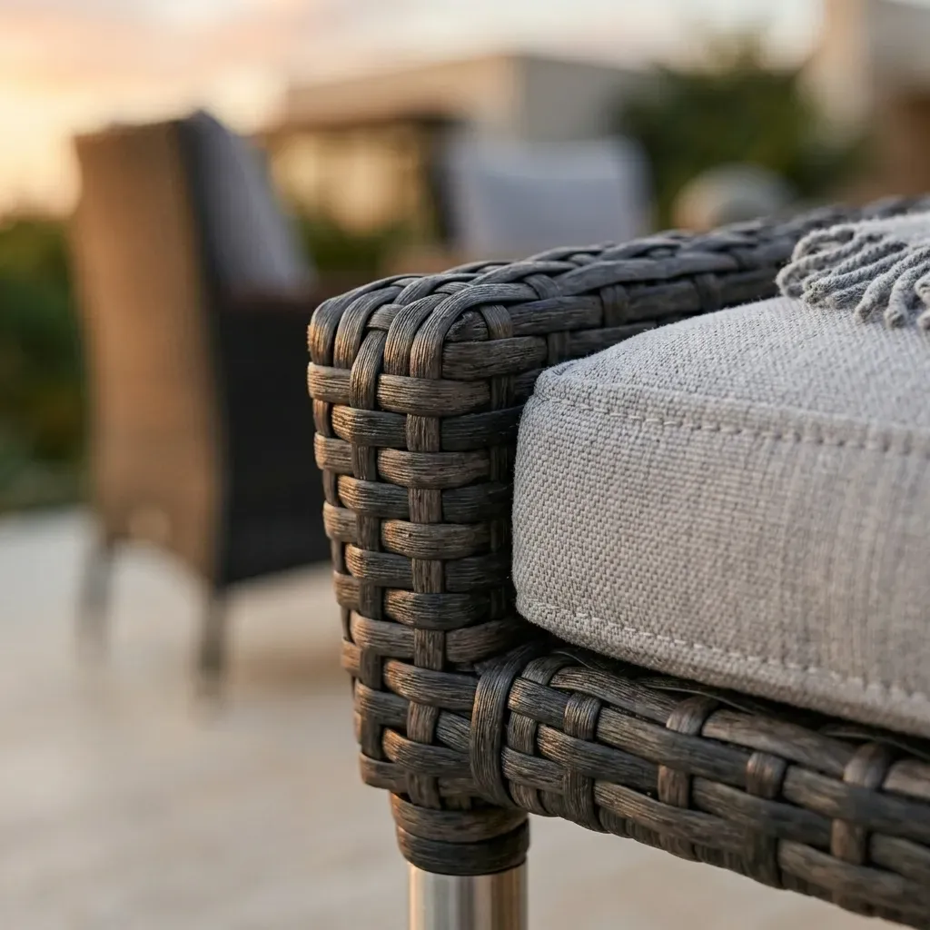 Hand-Woven Synthetic Wicker Detail